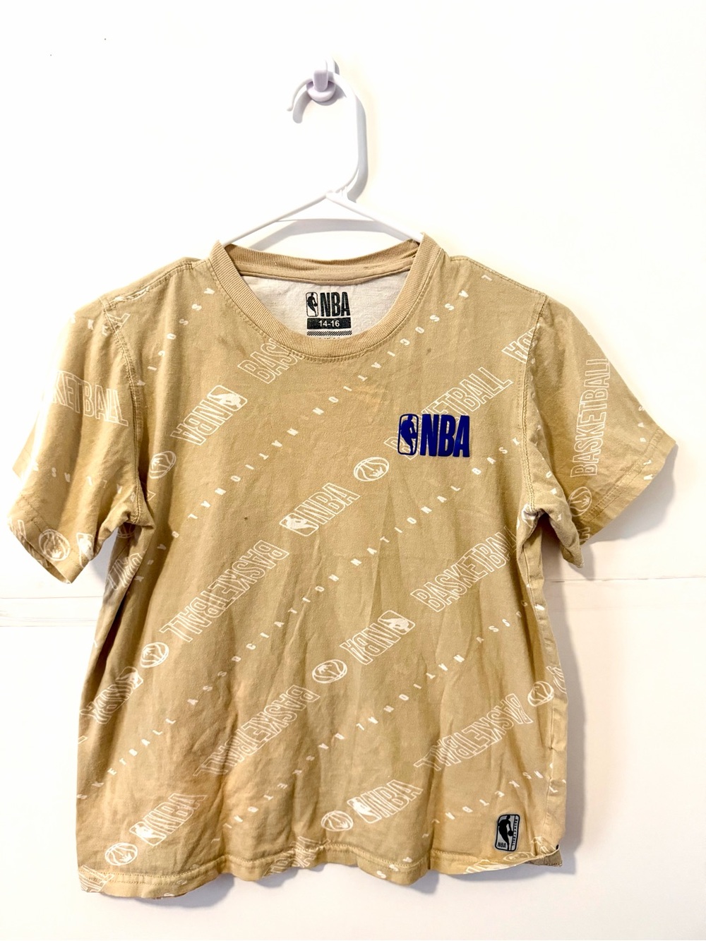 NBA Tan Short Sleeve Graphic Tee with Blue Logo